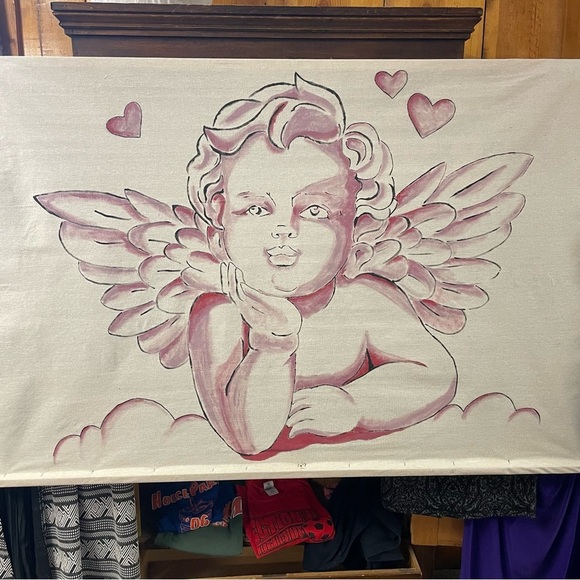 Valentines Day hand painted on canvas 57x41. Used for a flower shop decor - Picture 1 of 2